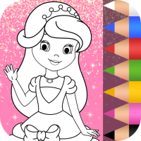 Princess Coloring Book Glitter & Girls Dress Up